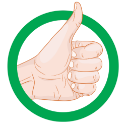 Hand-drawn thumbs up inside green circle icon for Step 4: You Review