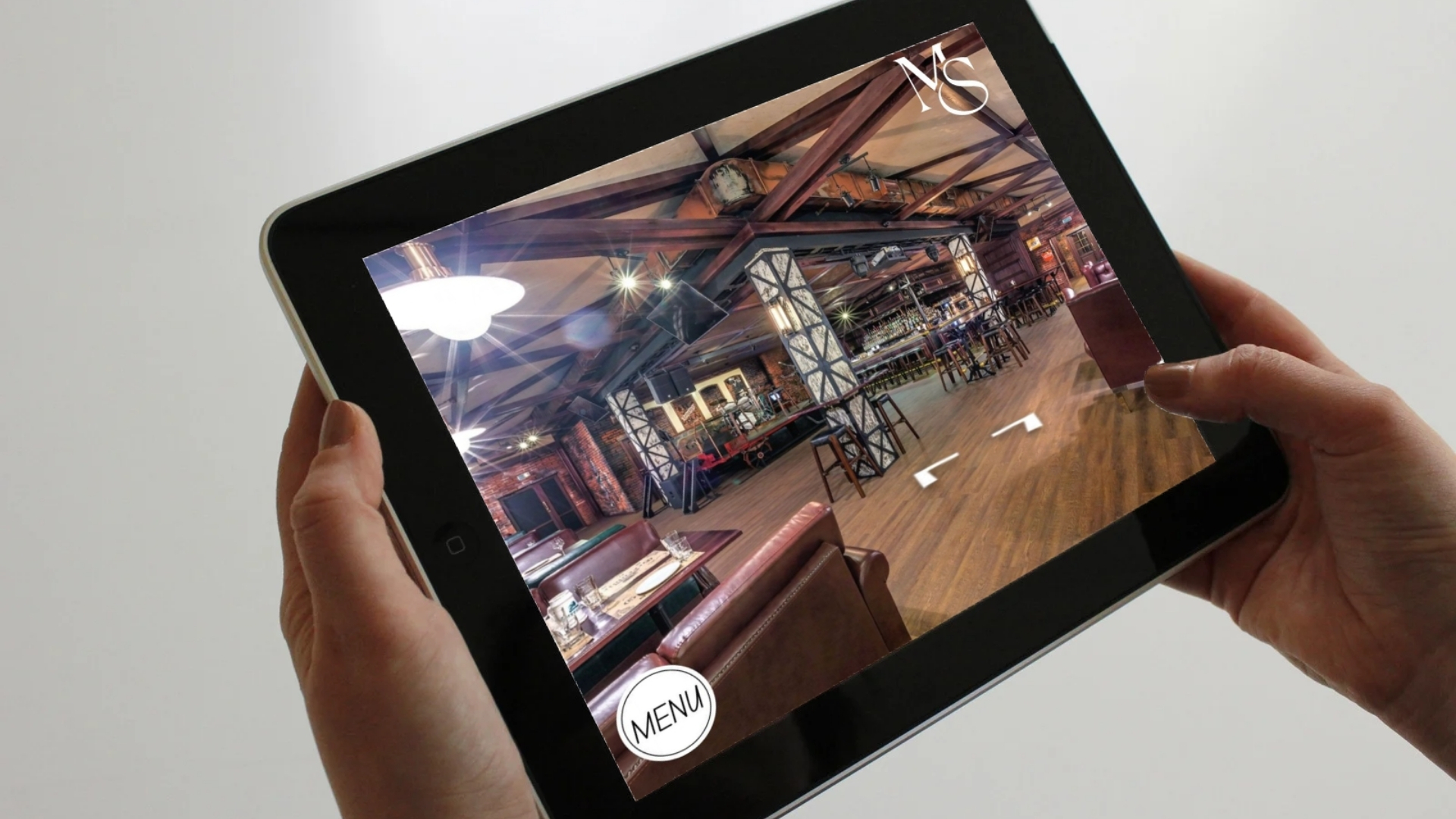 Vurture Virtual Tour – Restaurant Example Virtual tour of a restaurant shown on an iPad — interactive hotspot and booking features